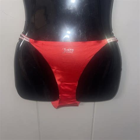Juicy Red Liquid Satin Rhinestone Sissy String Bikini Panty Underwear Size Large EBay