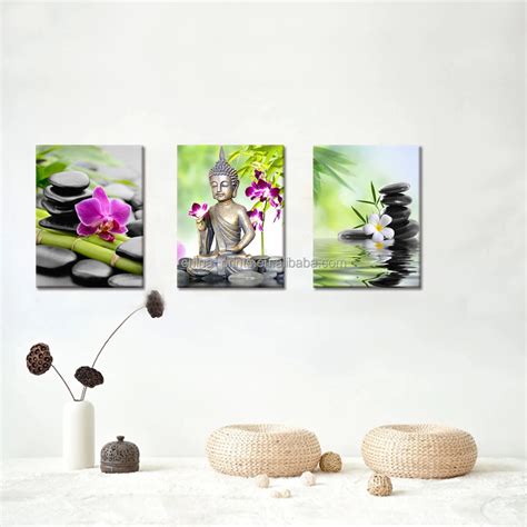 Buddha Leinwand Wandkunst Zen Stein Orchidee Blume Malerei Bild