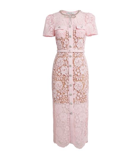 Womens Self Portrait Pink Lace Midi Dress Harrods Us