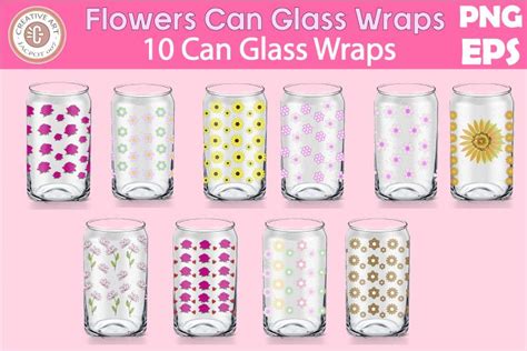 Can Glass Wrap Bundle Flowers Can Glass Wrap Png Eps Floral