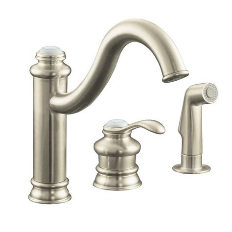 Kohler Fairfax Single Handle Standard Kitchen Faucet With Side Sprayer And Remote Valve In