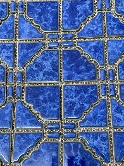 Sunburst Pacific Blue Glossy Glazed Porcelain Mosaic Pool Tile STB 44