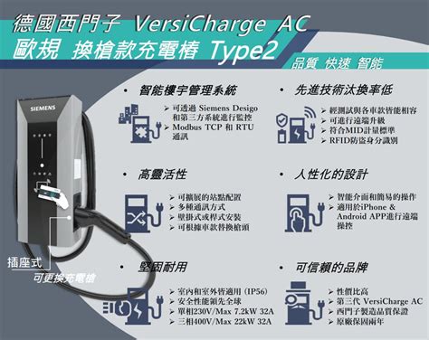 德國西門子充電樁 歐規換槍版 不帶線 Versicharge Ac To Type1 或 To Type2 Buyev 電電買 商城