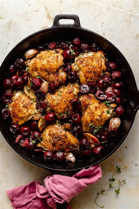 Cast Iron Chicken Thighs With Cherries Eat Love Eat