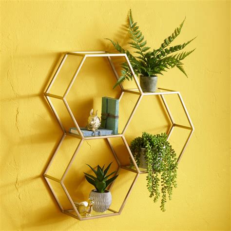 Gold And Glass Honeycomb Wall Shelf World Market Decorating Shelves