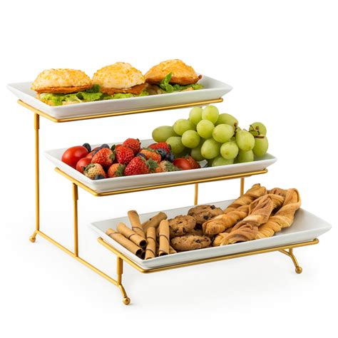 Large 3 Tier Serving Tray With Serving Stand Serving Dishes For Entertaining Suitable For