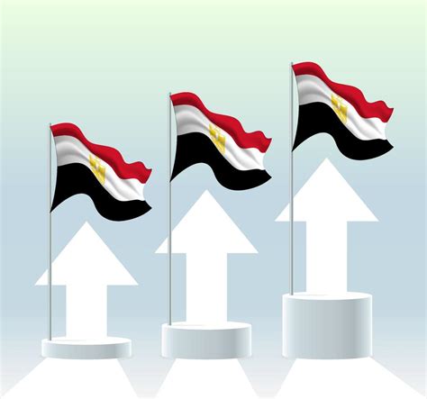 Egypt flag. The country is in an uptrend. Waving flagpole in modern ...