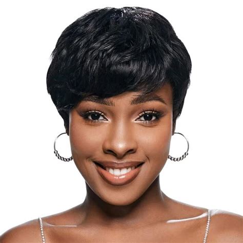 Amazon Yviann Human Hair Pixie Cut Wig With Bangs Short Black