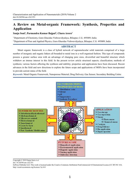 (PDF) A review on metal-organic framework: synthesis, properties and application