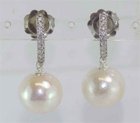 Silver & Pearl Earrings - 14mm Cultured Pearls - Earrings - Jewellery