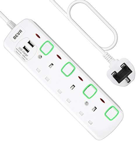 Hulker Extension Lead With USB 3 Way 2 USB Power Strip Multi Plug