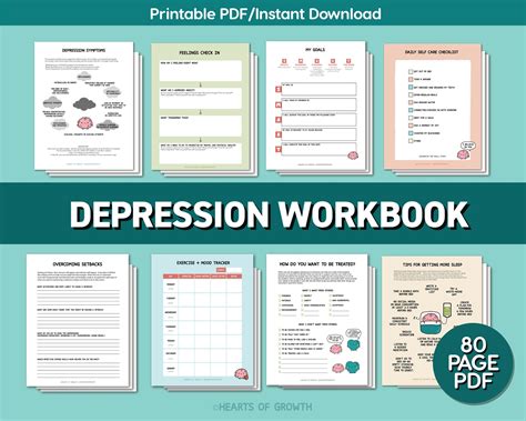 Depression Workbook Mental Health Journal Therapy Bundle Cbt Worksheets