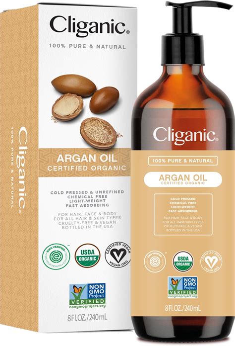 Cliganic Organic Argan Oil 8oz With Pump 100 Pure For