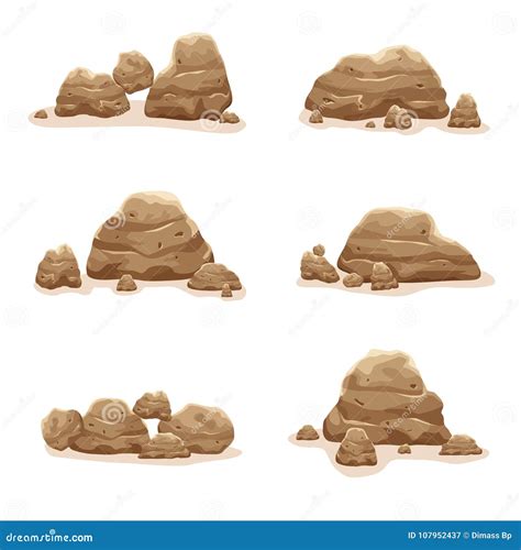 Colecci N De Arte Fijada Piedras Del Vector De La Roca Ilustraci N Del