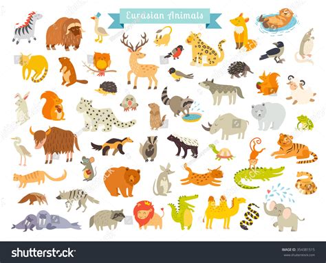 Eurasian Animals Vector Illustration Eurasian Mammals Stock Vector ...