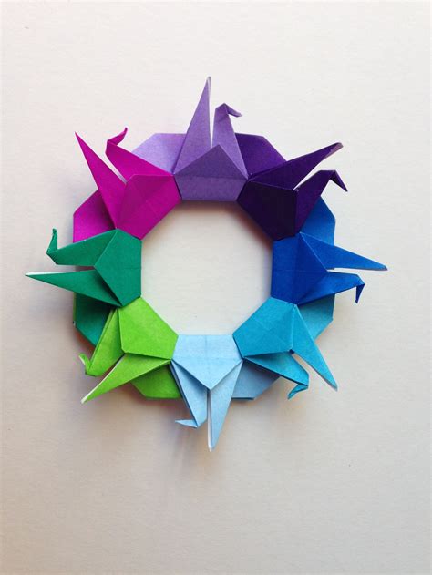 Kranich Kranz In Regenbogenfarben Kefro Origami Papier Mit Farbe