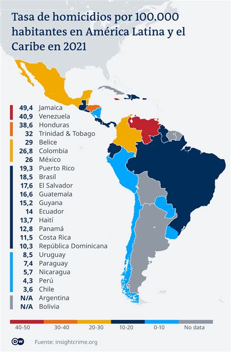 Tasa de homicidios en Latinoamérica y Caribe 2021 Mapas Milhaud