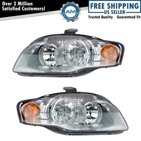 Headlights Headlamps Left Right Pair Set Halogen New For Audi A S