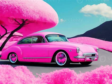 vintage classic car pink wallpaper ai generate 33052814 Stock Photo at ...