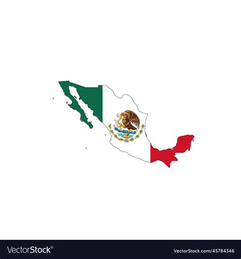 Mexico national flag in a shape of country map Vector Image