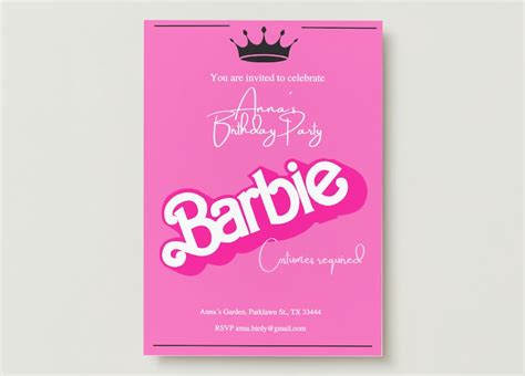 Barbie Birthday Invitation Digital Pink Birthday Party - Etsy