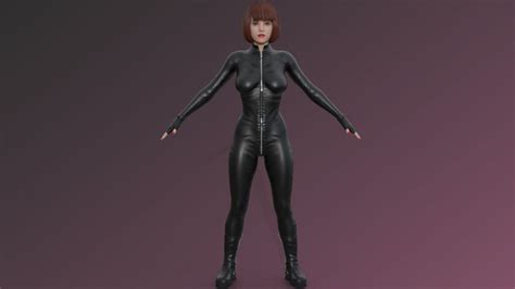 3d Model Advanced Female Character 103 In Black Widow Suit Rigged Vr Ar Low Poly Cgtrader