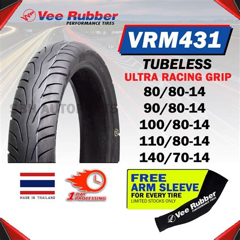 Vee Rubber Motorcycle Tires Vrm431 Urg 14 Tubeless 80809080100