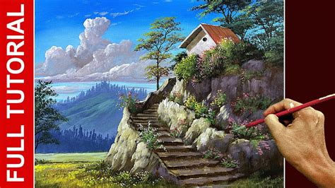 Tutorial Acrylic Landscape Painting Stairway To The House