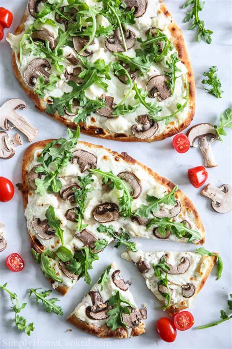 Mushroom Arugula Flatbread Pizza Simply Home Cooked