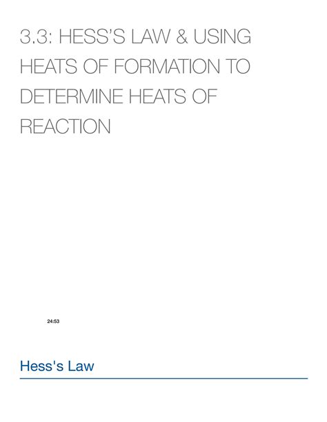 Solution 3 3 Hess S Law Using Heats Of Formation To Determine Heats Of