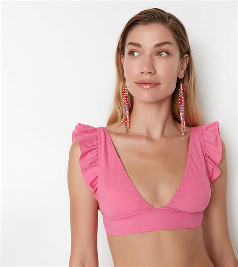 Buy Trendyol Frilly Bikini Top In Pink 6thStreet Qatar