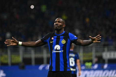 Inter Striker Marcus Thuram Celebrates Serie A Win Vs Torino