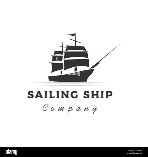 Retro Vintage Sailing Ship Silhouette Logo Design Stock Vector Image