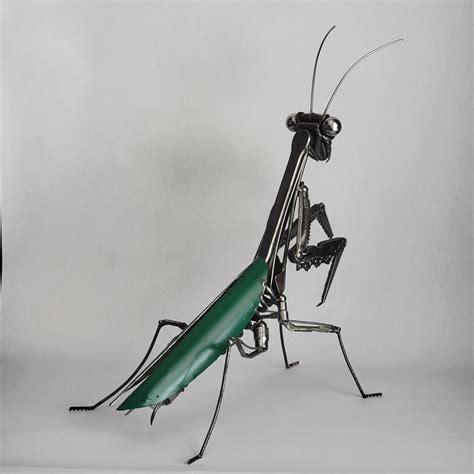 Sold Praying Mantis Sculpture Welded Metal Scrap Art Etsy