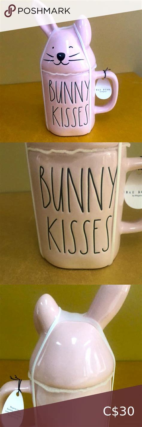 Rae Dunn BUNNY KISSES Topper Mug Mugs Glassware Rae