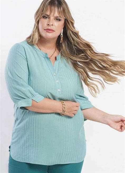 Blusa Ampla Almaria Plus Size New Umbi Viscose Maq Tunic Tops Fashion Womens Top