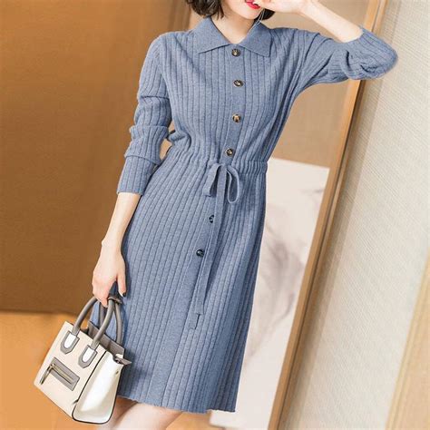 Buy Newly Designed Women Knitted Dresses Female Long Sleeve Dress