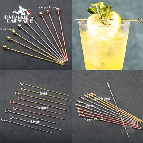 6pcs 10 7cm 11cm Cocktail Pick Stainless Steel Fruit Sticks Bar Tools