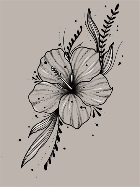 My Own Design In Hibiscus Flower Tattoos Flower Sketches