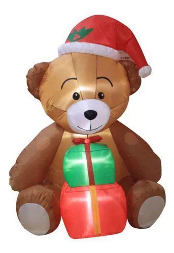 Inflable Navideño Oso De Peluche Gorro De Navidad 1 50mts Color