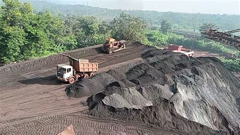 Fines Iron Ore Dozing At Loading Plant For Loading In Train Rake