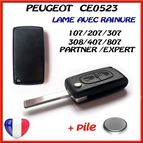 COQUE PLIP CLE BOITIER CLEF PEUGEOT 107 207 307 308 407 PARTNER EXPERT