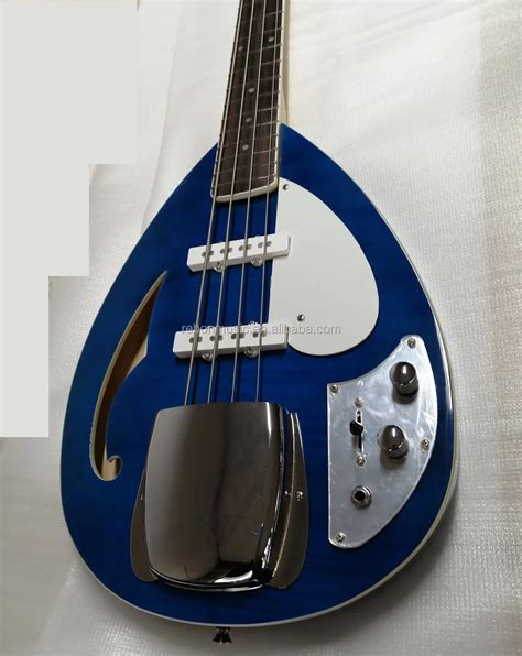 Weifang Rebon 4 String Teardrop Electric Bass Guitar In Blue Colour