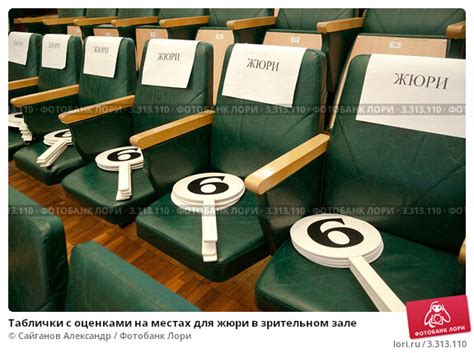 Таблички с оценками на местах для жюри в зрительном зале. Стоковое фото ...