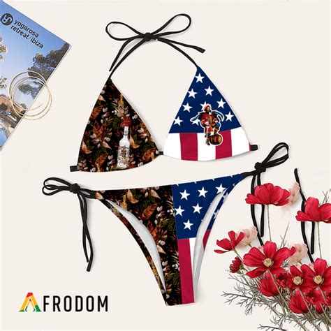 Tropical American Flag Captain Morgan Bikini Set Swimsuit Beach Afrodom