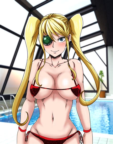 The Golden Smurf Hakodate Omiko Kill La Kill 1girl Bikini Blonde Hair Blue Eyes Blush