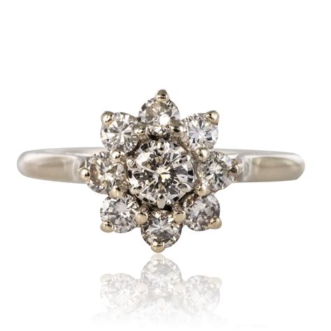 Bague Marguerite Diamants Or Blanc Bague De Fian Ailles Bijouxbaume