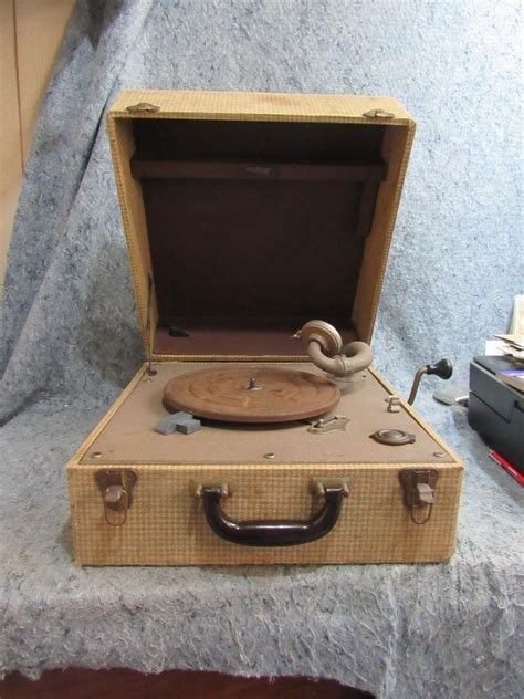 Antique Porto Fonic Hand Crank Phonograph Record Player Working