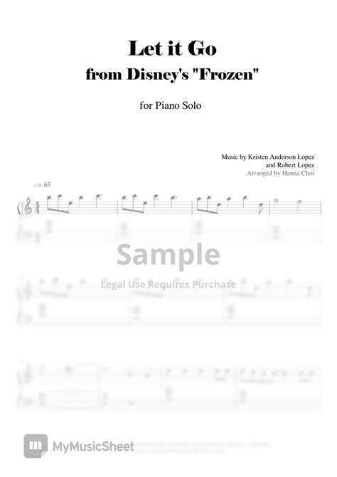 Idina Menzel Let It Go From Disneys Frozen 겨울왕국 For Piano Solo Sheets