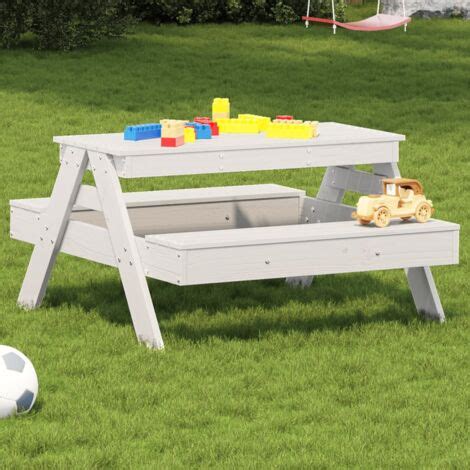 Table De Pique Nique Pour Enfants Blanc Bois Massif De Pin